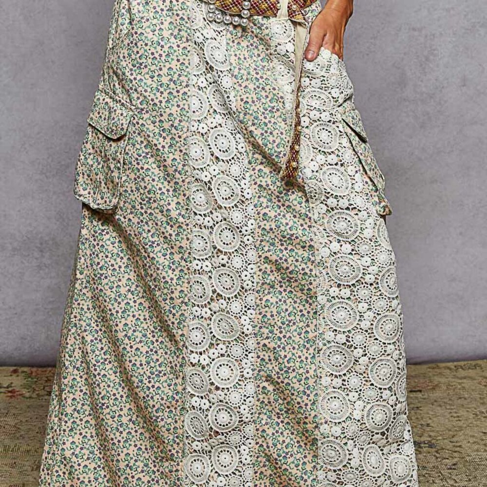 PS1 POL skirt with crochet patch, pockets, vintage washing - Picture 3 of 5